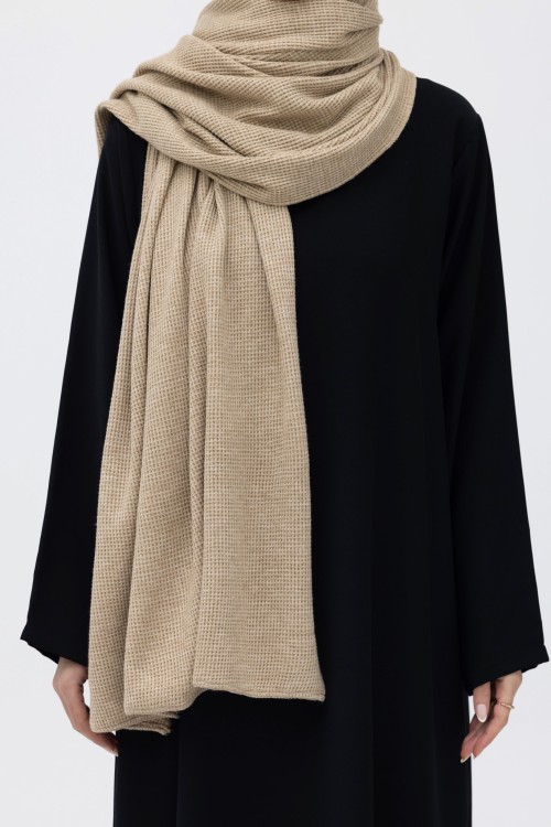 x Echarpe en maille côtelée beige