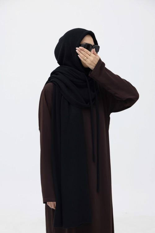 x Cagoule en maille côtelée noir