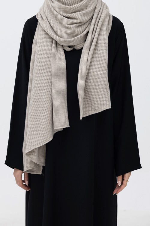 Echarpe en maille côtelée greige