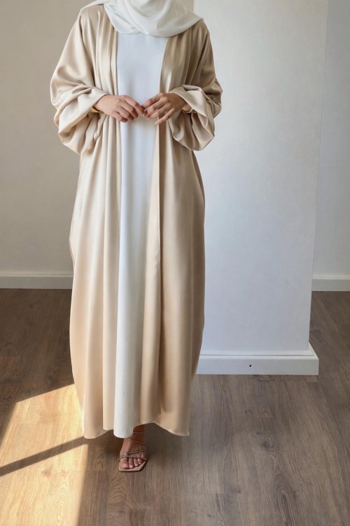 Abaya Lola beige satiné