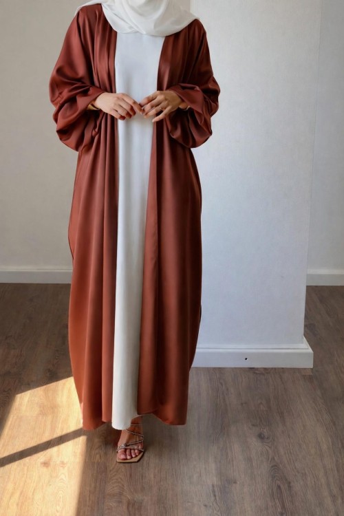 Abaya Lola acajou satinée