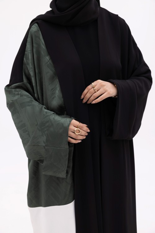 Abaya Ryhna Noir & emeraude