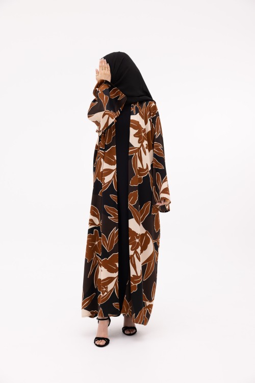 Abaya Jimena fleurie brown