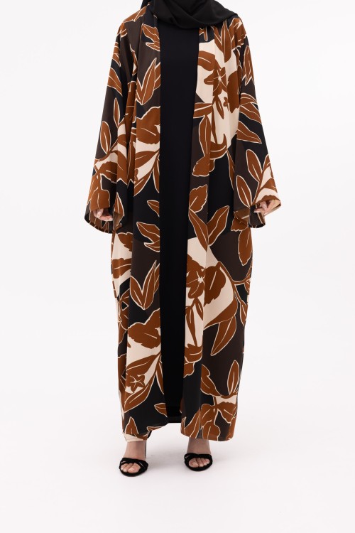 Abaya Jimena fleurie brown