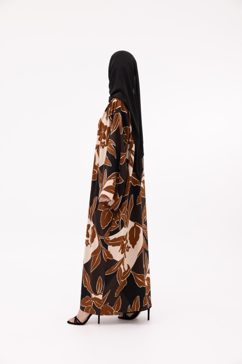 Abaya Jimena fleurie brown