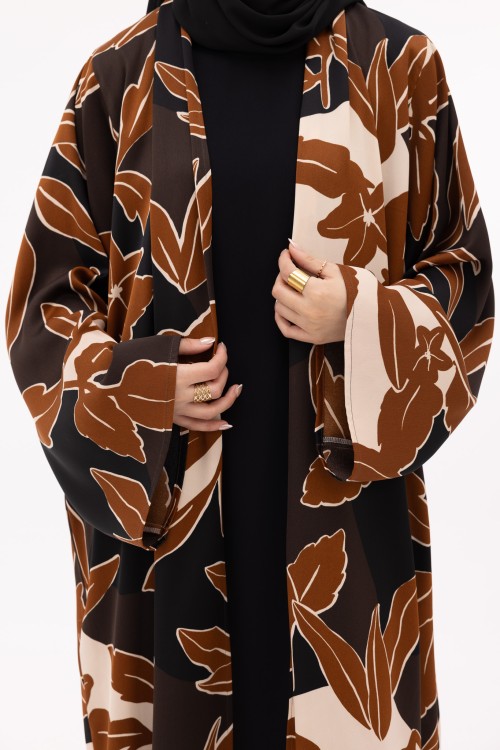 Abaya Jimena fleurie brown