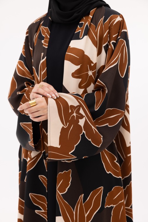 Abaya Jimena fleurie brown