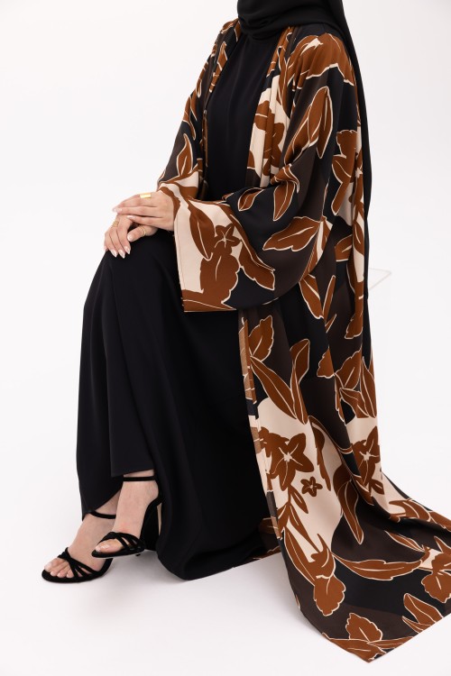 Abaya Jimena fleurie brown