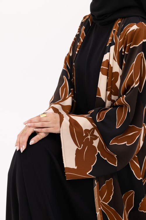 Abaya Jimena fleurie brown