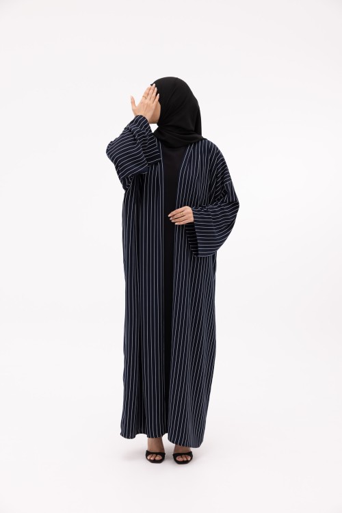 Abaya Talya rayée bleu