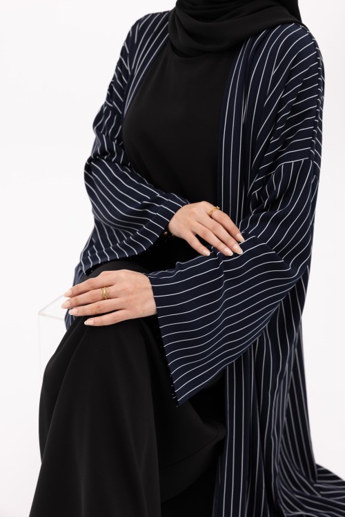 Abaya Talya rayée bleu