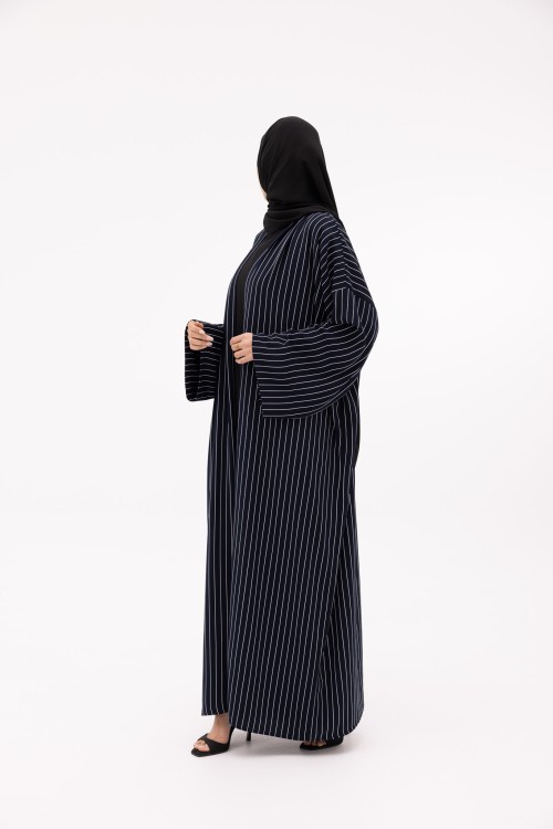 Abaya Talya rayée bleu