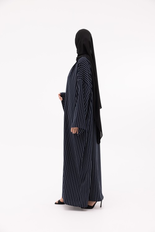 Abaya Talya rayée bleu