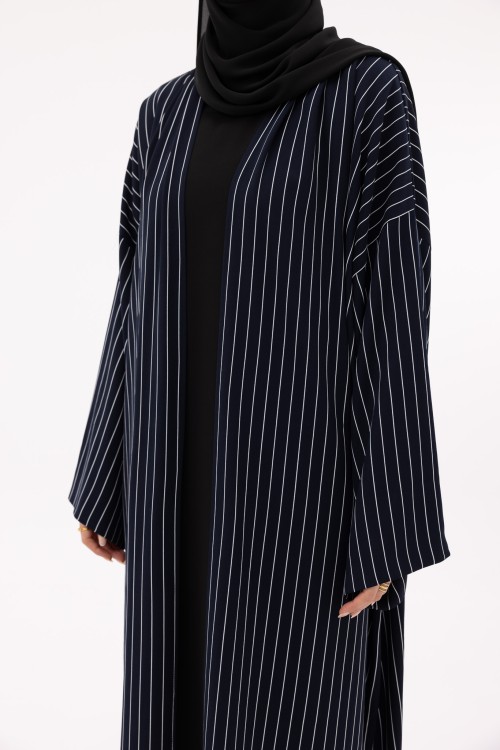 Abaya Talya rayée bleu
