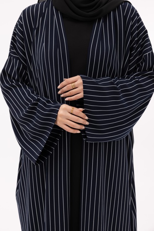 Abaya Talya rayée bleu
