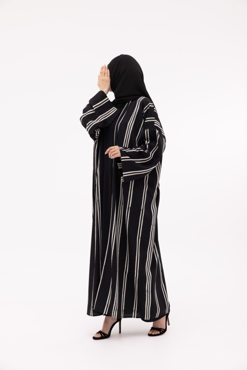 Abaya Talya rayée noir