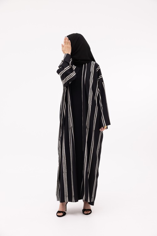 Abaya Talya rayée noir