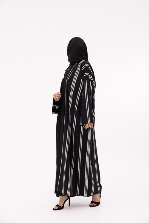 Abaya Talya rayée noir