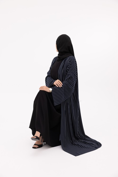 Abaya Talya rayée bleu