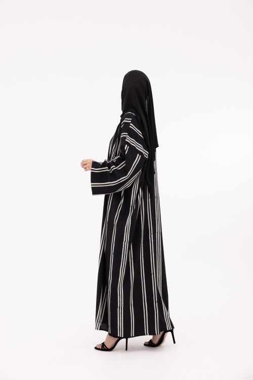 Abaya Talya rayée noir