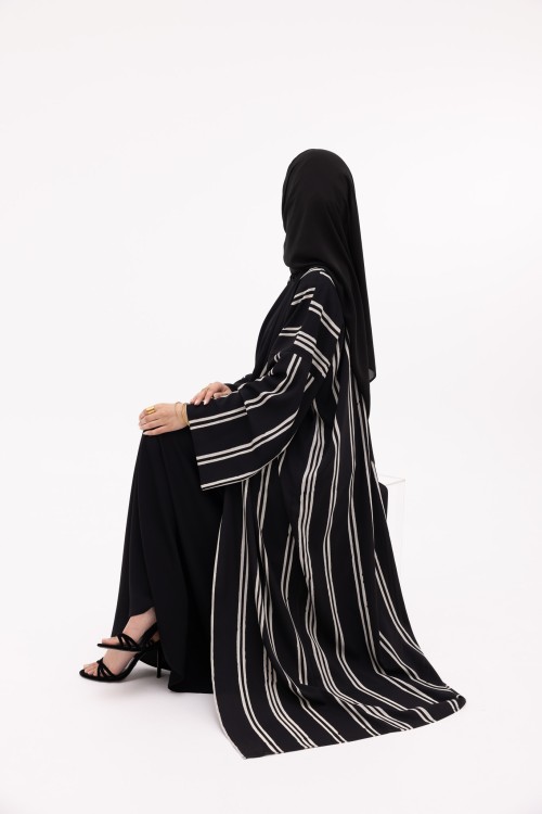 Abaya Talya rayée noir