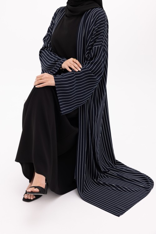 Abaya Talya rayée bleu
