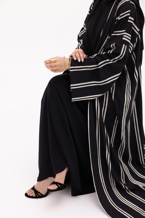 Abaya Talya rayée noir