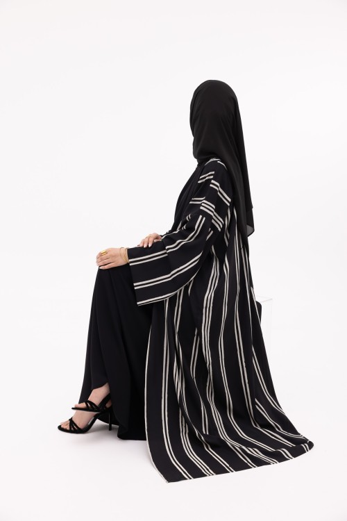 Abaya Talya rayée noir