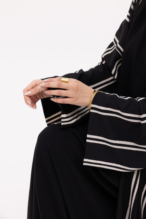 Abaya Talya rayée noir