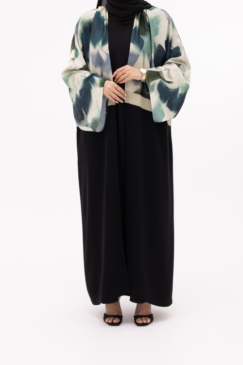 Abaya Valeria fleurie vert