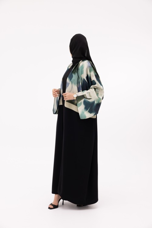 Abaya Valeria fleurie vert