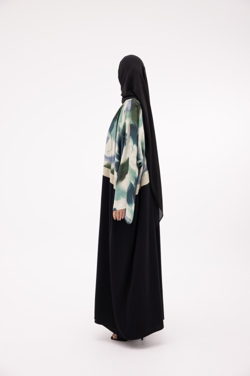 Abaya Valeria fleurie vert