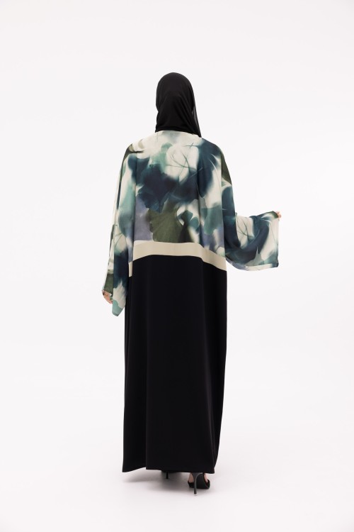 Abaya Valeria fleurie vert
