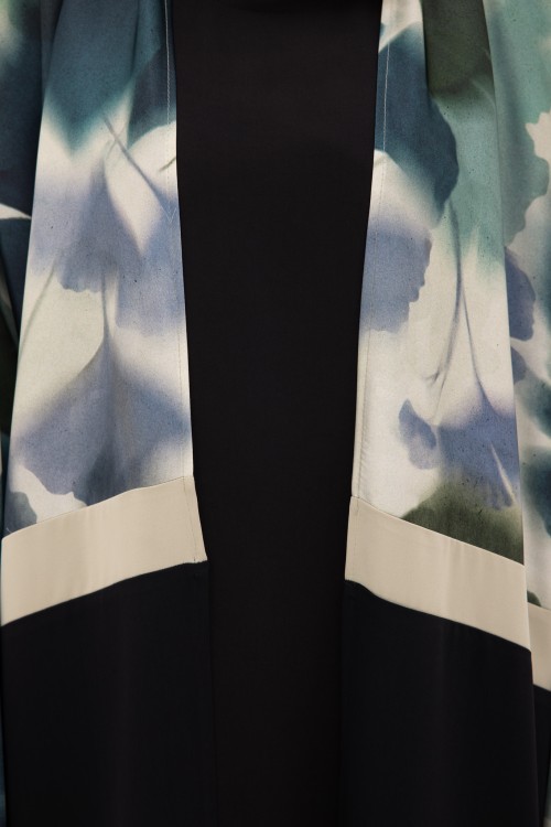 Abaya Valeria fleurie vert