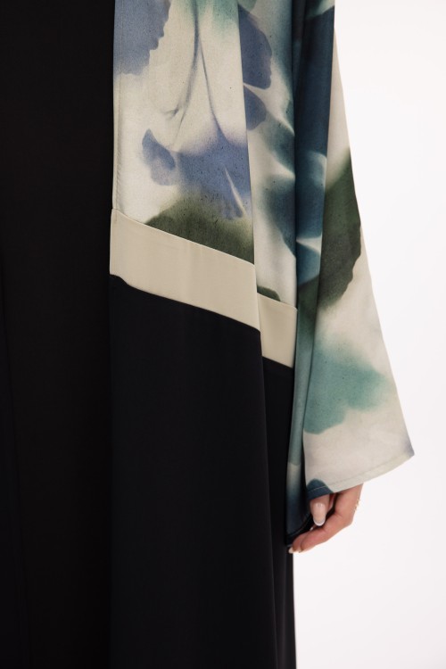 Abaya Valeria fleurie vert