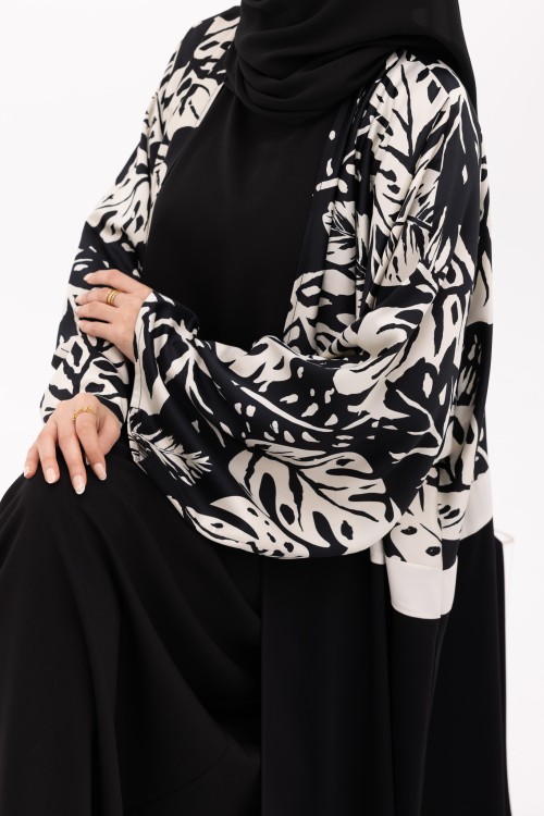 Abaya Valeria fleurie noir
