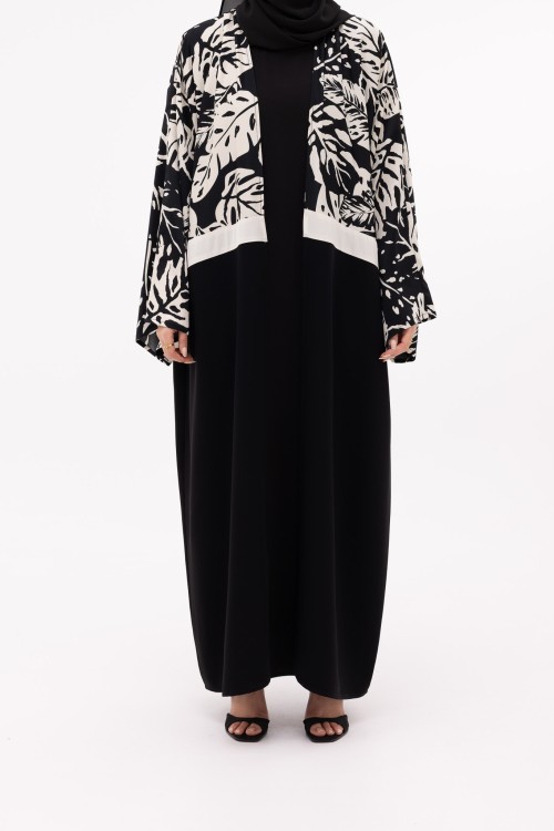 Abaya Valeria fleurie noir