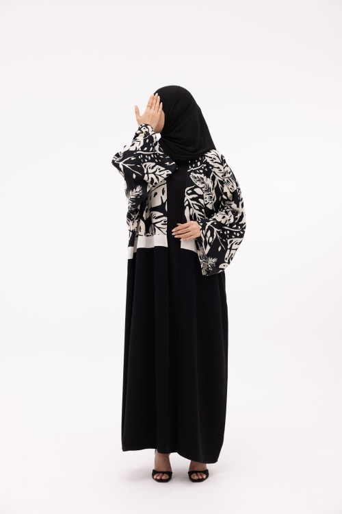 Abaya Valeria fleurie noir