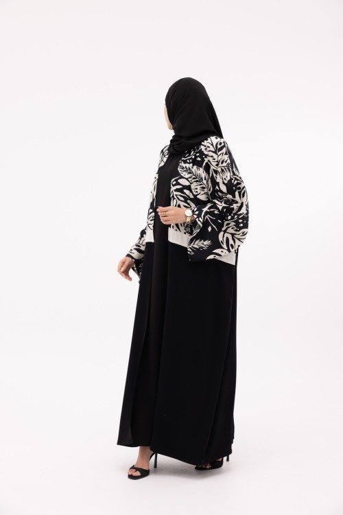 Abaya Valeria fleurie noir