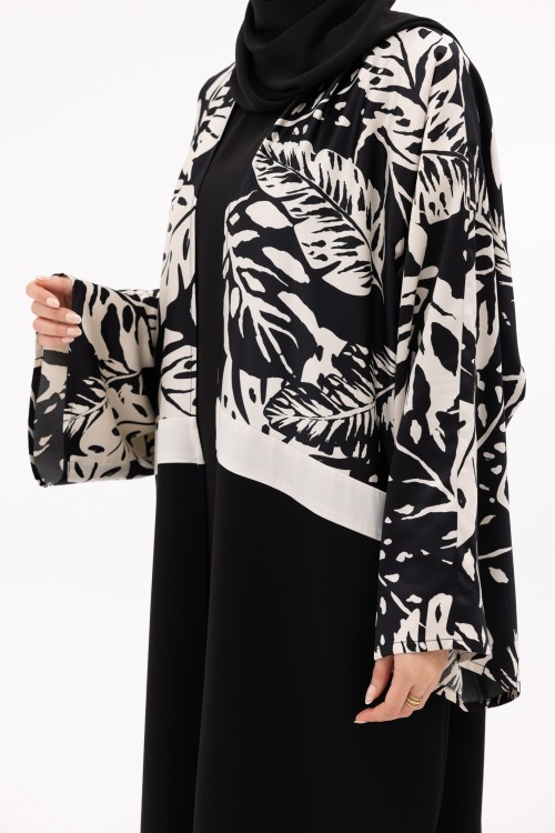 Abaya Valeria fleurie noir