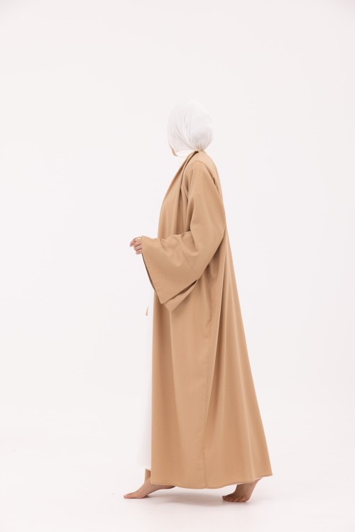 Abaya Déborah en Lin beige foncé