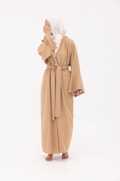 Abaya Déborah en Lin beige foncé