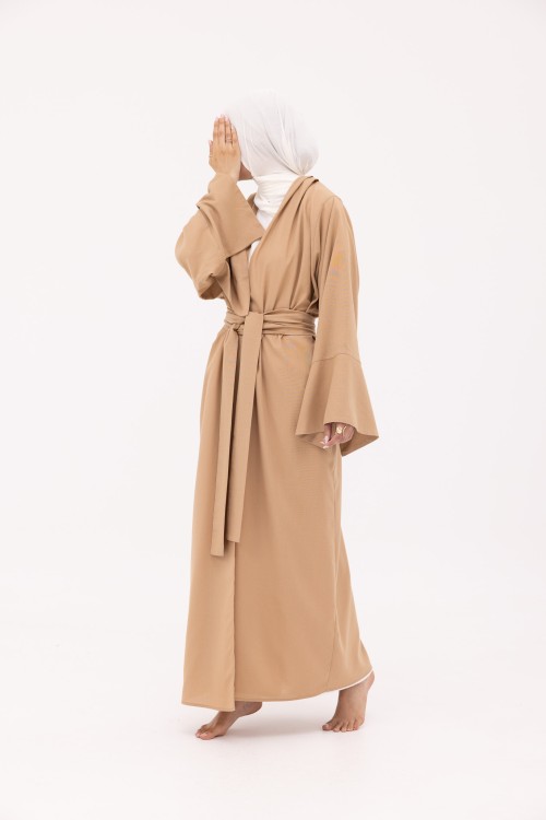 Abaya Déborah en Lin beige foncé