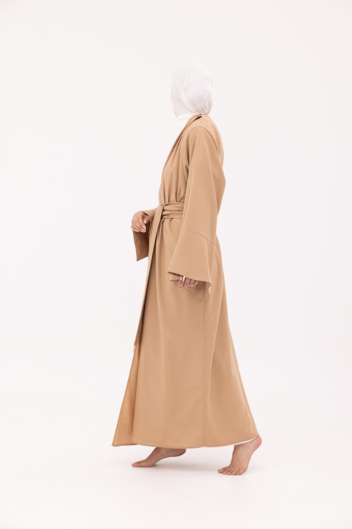 Abaya Déborah en Lin beige foncé