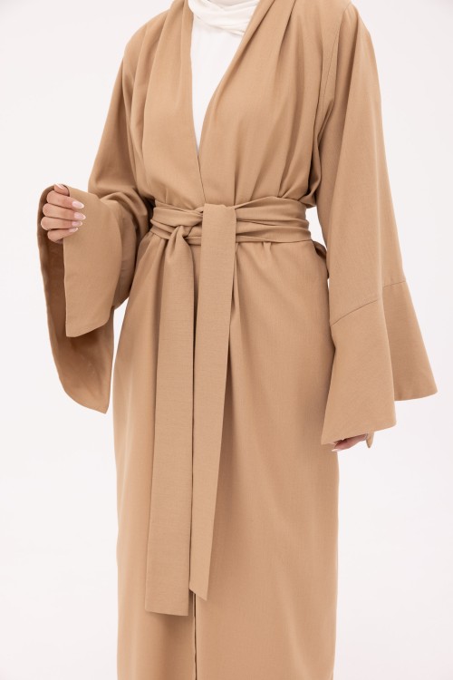 Abaya Déborah en Lin beige foncé
