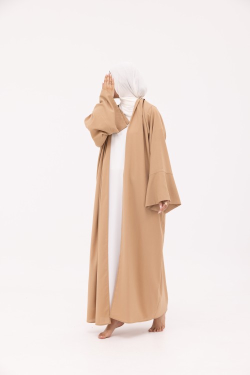Abaya Déborah en Lin beige foncé