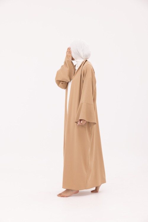Abaya Déborah en Lin beige foncé
