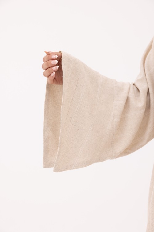 Abaya Déborah en Lin beige rayé