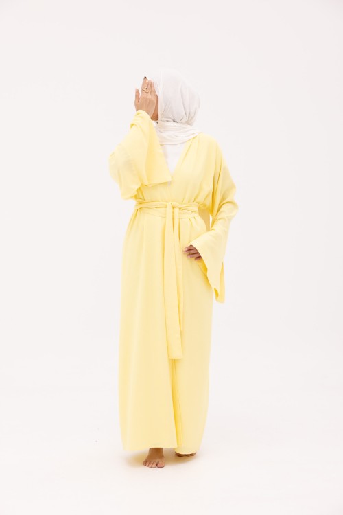 Abaya Déborah en Lin jaune