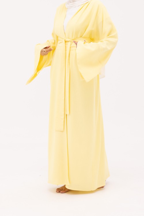 Abaya Déborah en Lin jaune